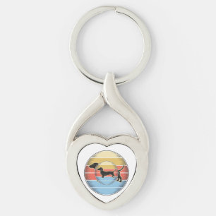 Vintage Dachshund Retro Sunset Dog Shirt Design_1 Key Ring