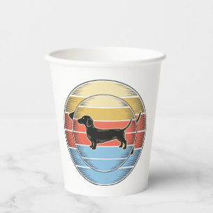 Vintage Dachshund Retro Sunset Dog Shirt Design_1 Paper Cups