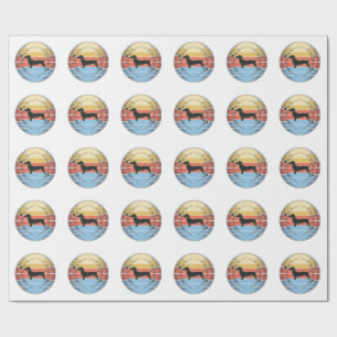 Vintage Dachshund Retro Sunset Dog Shirt Design_1 Wrapping Paper
