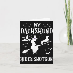 Vintage Dachshund Rides Shot Weiner Dog Halloween Card