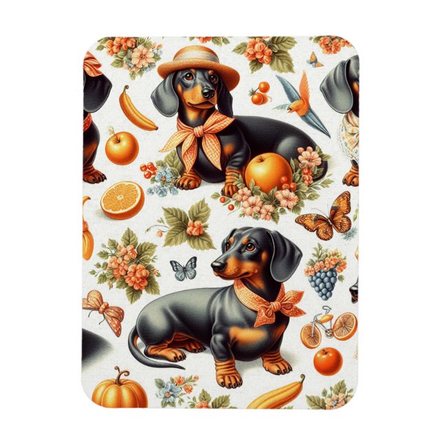 Vintage Dachshund Seamless Magnet (Vertical)