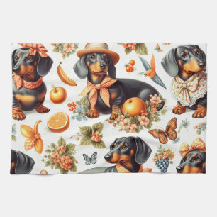 Vintage Dachshund Seamless Tea Towel