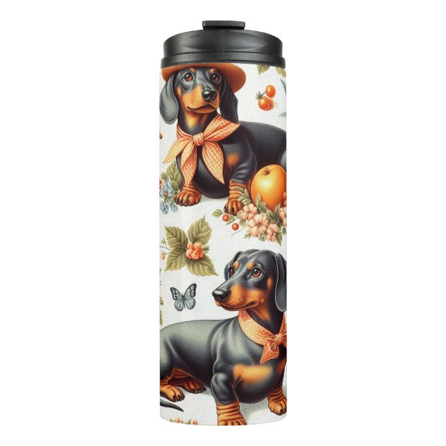 Vintage Dachshund Seamless Thermal Tumbler (Front)