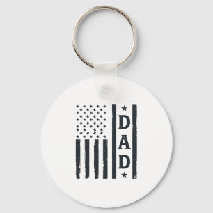 Vintage Dad American Flag Vector Design_1 Key Ring