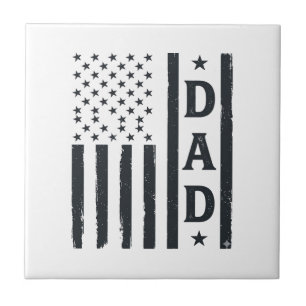 Vintage Dad American Flag Vector Design_1 Tile