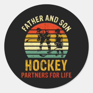 Vintage Dad And Son Hockey Partners For Life Fathe Classic Round Sticker