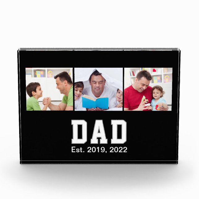 Vintage Dad Established Gift Text 3 Photo  Block (Front)