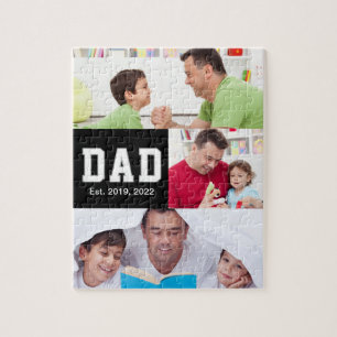 Vintage Dad Established Gift Text 3 Photo Jigsaw Puzzle