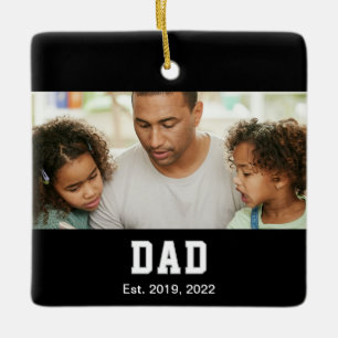 Vintage Dad Established Text Photo Ceramic Ornament