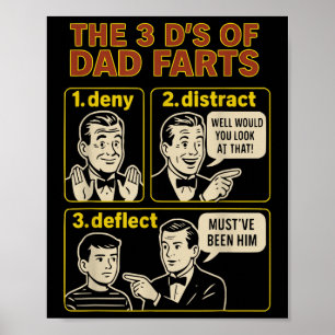 Vintage Dad Fart Funny Fathers Day Farting Humour Poster