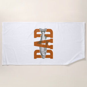 Vintage Dad Fishing Vector Shirt Design_1 Beach Towel