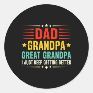 Vintage Dad Grandpa Great Grandpa Cool Fathers Day Classic Round Sticker