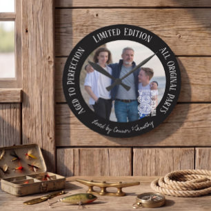 Vintage Dad Saying Black Retro Photo Round Clock