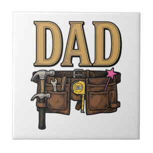 Vintage Dad Tool Belt Fathers Day Tile