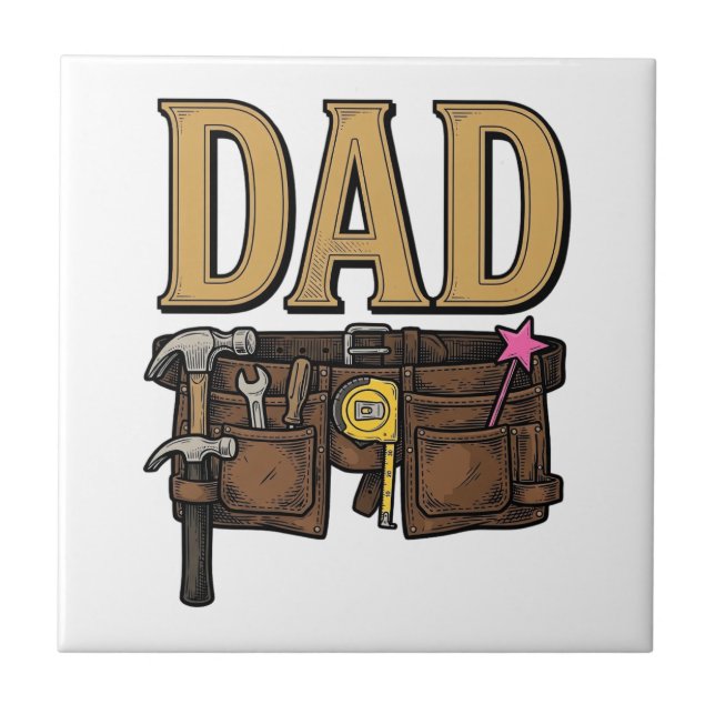 Vintage Dad Tool Belt Fathers Day Tile (Front)