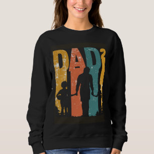 Vintage Dad With Two Kids Retro Father's Day  1 Sweatshirt