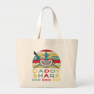 Vintage Daddy Shark "Doo Doo Doo" Large Tote Bag