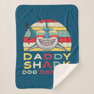Vintage Daddy Shark "Doo Doo Doo" Sherpa Blanket