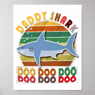 Vintage Daddy Shark Fathers Day Poster