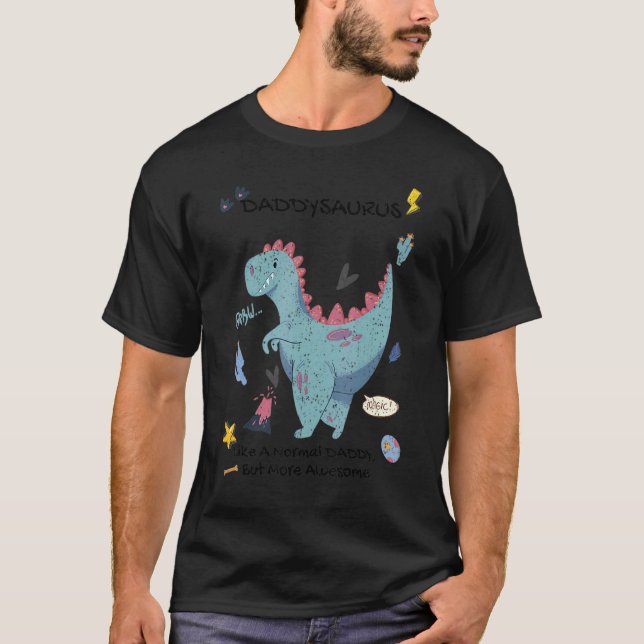 Vintage Daddysaurus Awesome Daddy  Daddy Dinosaur T-Shirt (Front)