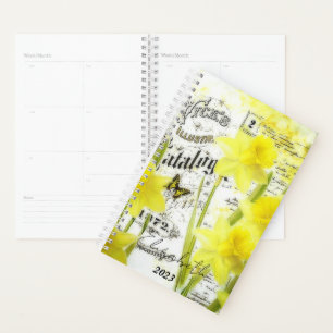 Vintage daffodils personalised, custom year planner