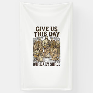 Vintage Daily Shred Religious Guitar Vector Banner