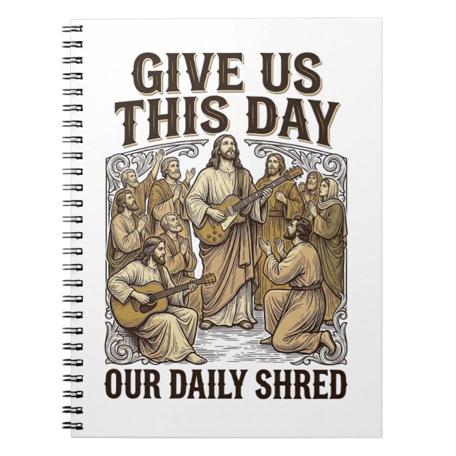 Vintage Daily Shred Religious Guitar Vector Notebook (Front)