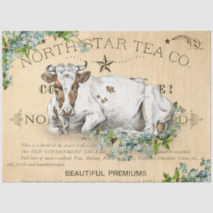 Vintage Dairy Cow Decoupage Tissue Paper