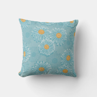 Vintage daisies: floral outline pattern. cushion