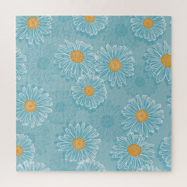 Vintage daisies: floral outline pattern. jigsaw puzzle (Vertical)