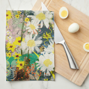 Vintage Daisies - Nature Inspired Floral Art -  Tea Towel