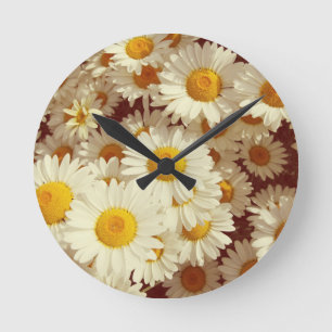 Vintage daisies round clock