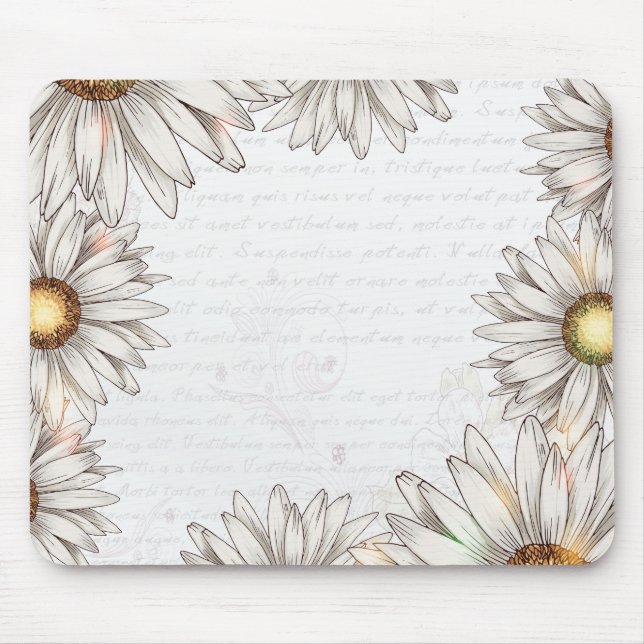 Vintage Daisies & Writing Mouse Pad (Front)