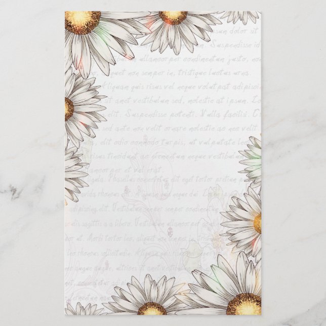 Vintage Daisies & Writing Stationery (Front)