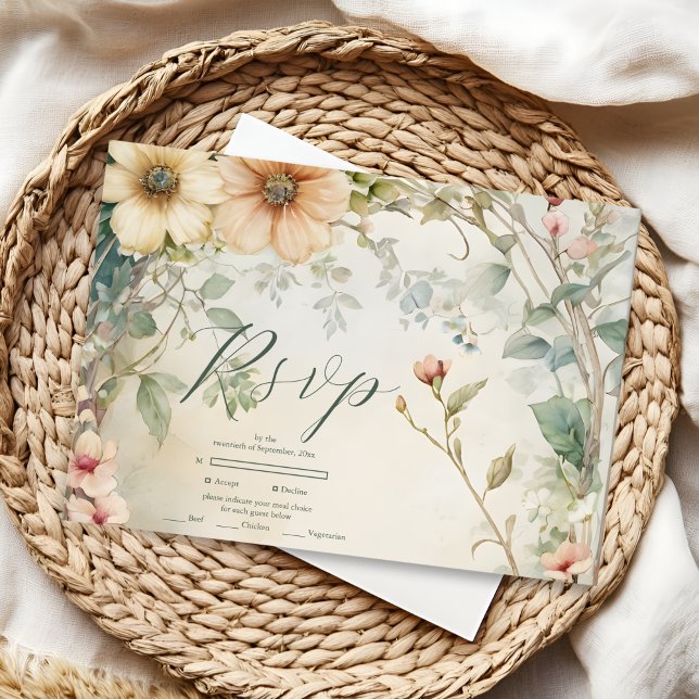 Vintage Daisy Art Nouveau Mucha Wedding RSVP Card (Creator Uploaded)