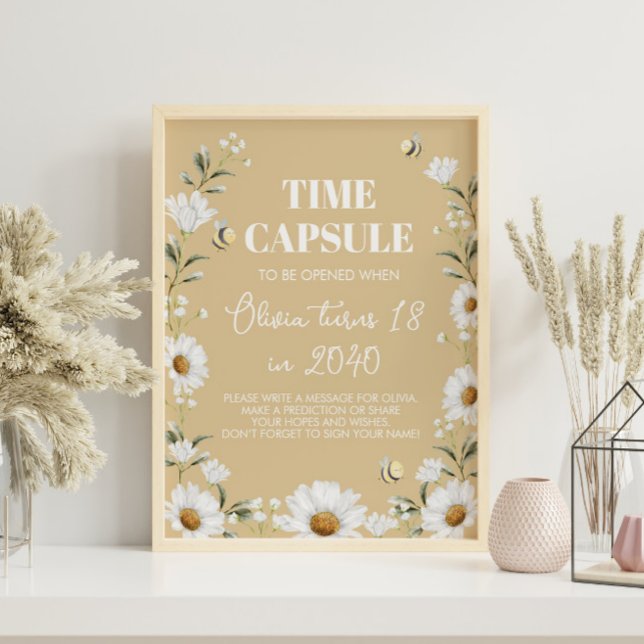 Vintage Daisy Bee Birthday Time Capsule sign (Creator Uploaded)