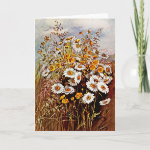Vintage Daisy Buttercup Wildflowers  Holiday Card
