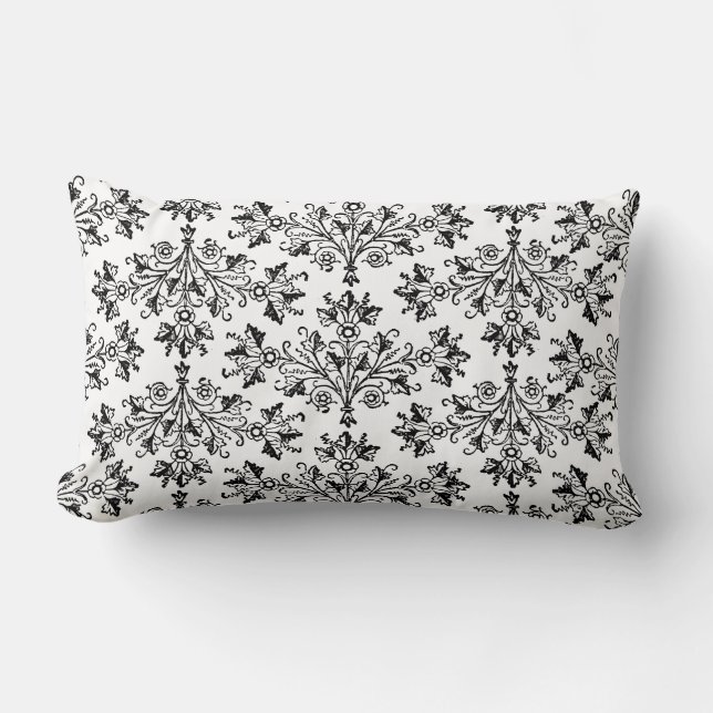 Vintage Daisy Floral Damask Pattern Throw Pillow (Front)