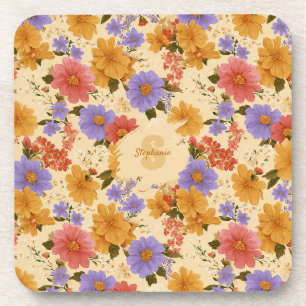 Vintage Daisy Floral Pattern (2) Coaster