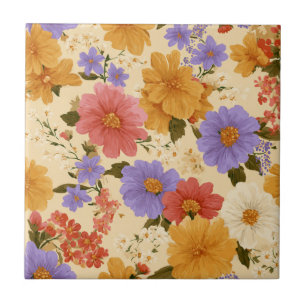 Vintage Daisy Floral Pattern (2) Tile