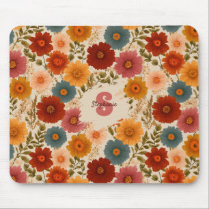 Vintage Daisy Floral Pattern Mouse Pad