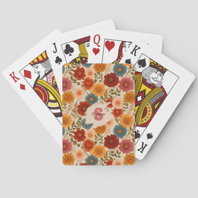 Vintage Daisy Floral Pattern Playing Cards (Back)