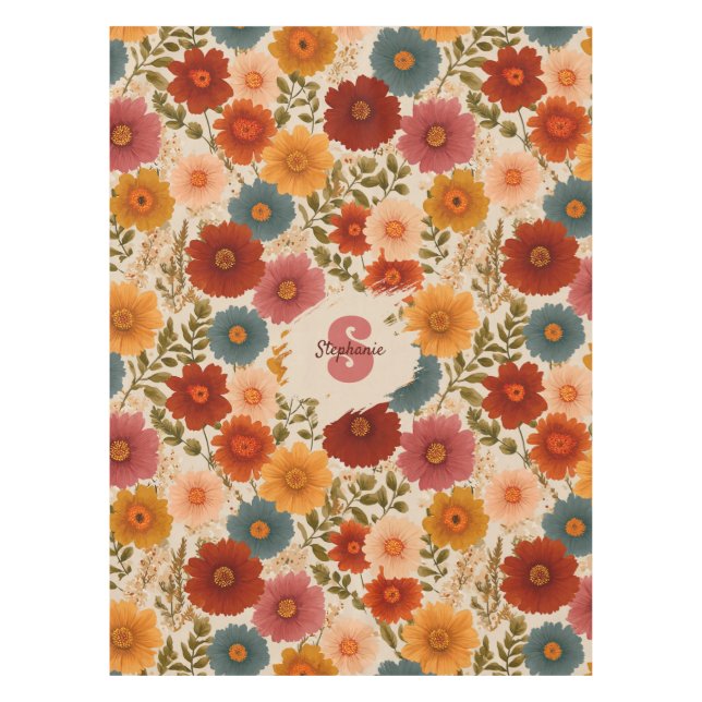 Vintage Daisy Floral Pattern Tablecloth (Front)