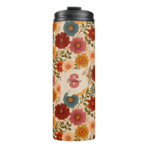 Vintage Daisy Floral Pattern Thermal Tumbler