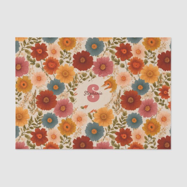 Vintage Daisy Floral Pattern Tissue Paper (Front)