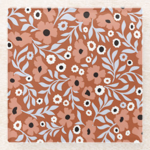 Vintage daisy flowers: abstract background. glass coaster