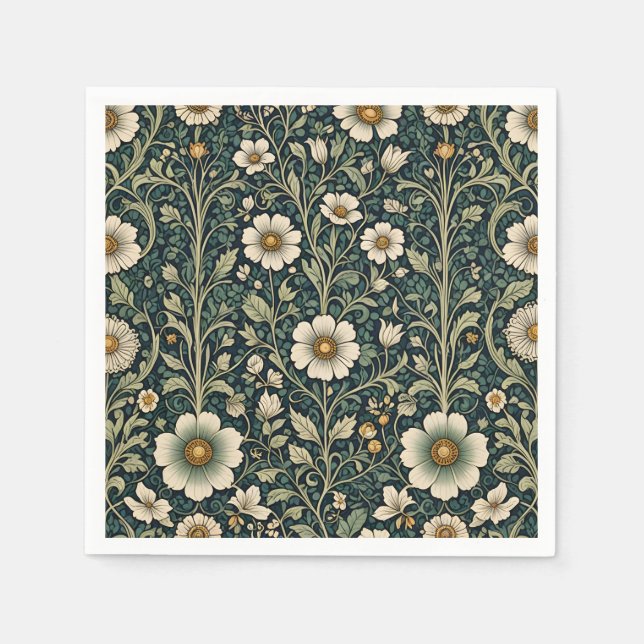 Vintage Daisy Garden Pattern Napkin (Front)