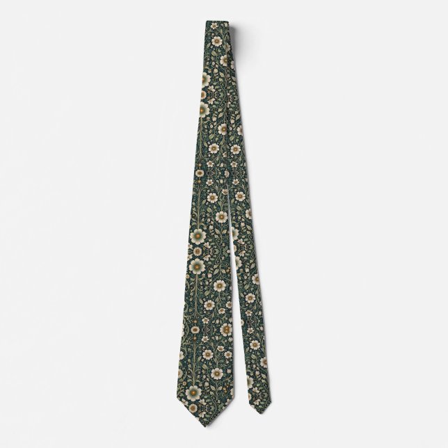 Vintage Daisy Garden Pattern Tie (Front)