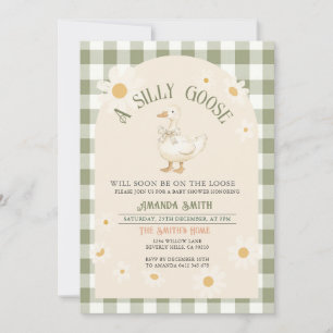 Vintage Daisy Green Goose Baby Shower  Invitation