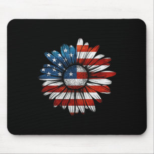 Vintage Daisy Usa American Flag 4th Of July Patrio Mouse Pad